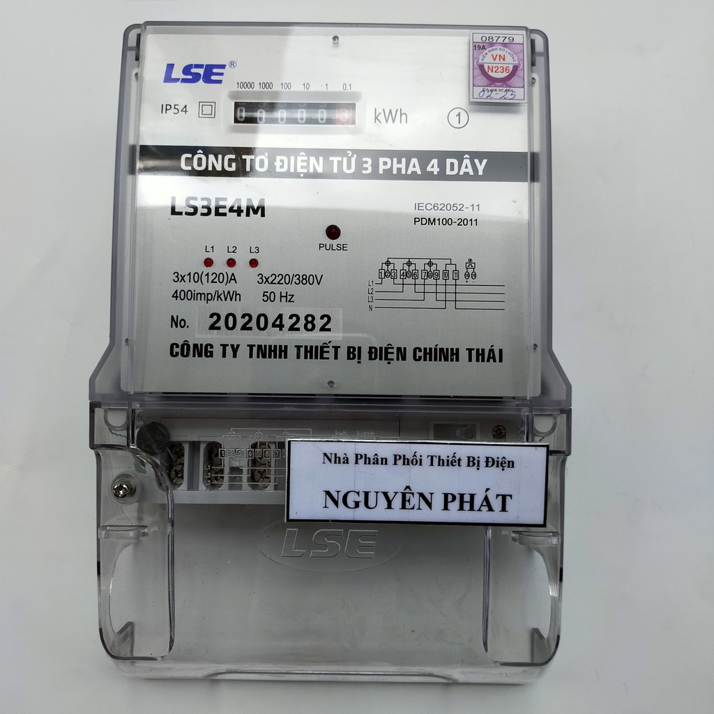 Công Tơ Điện Đồng Hồ Điện 3 Pha 4 Dây Kiểu Điện Tử LS3E4M 3x10(120)A