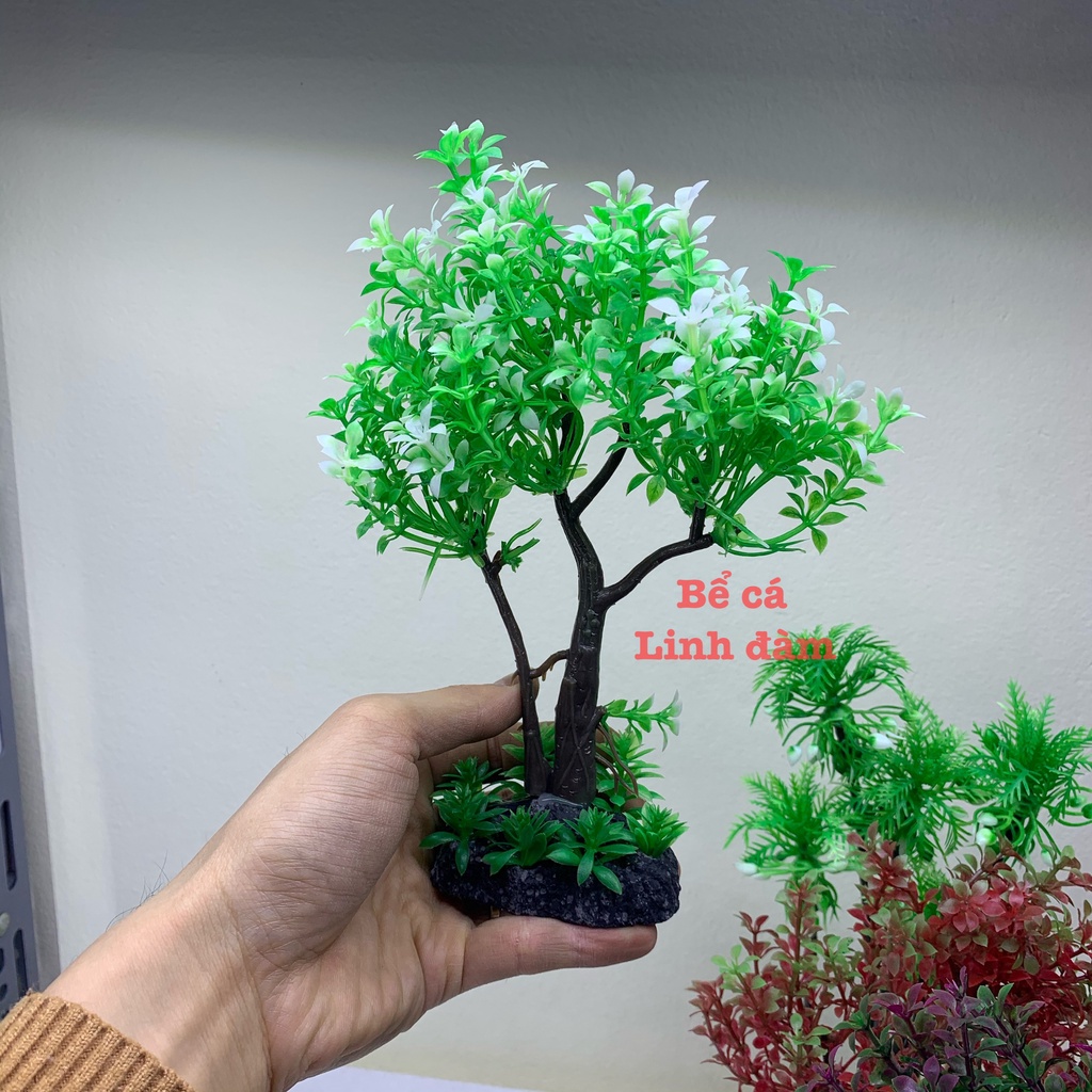 Cây nhựa cao 22cm trang trí bể cá cảnh - Cây nhựa trang trí thủy sinh giá rẻ