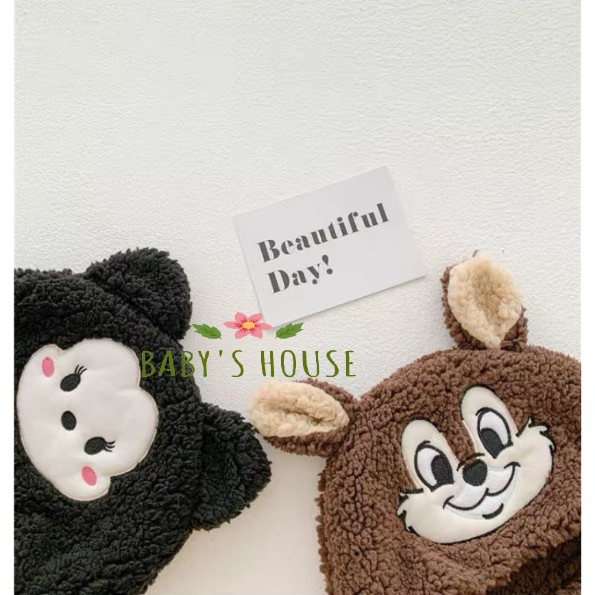 Mũ len lông cừu liền khăn hoạt hình dễ thương cho bé (2-8y)  - Baby's house