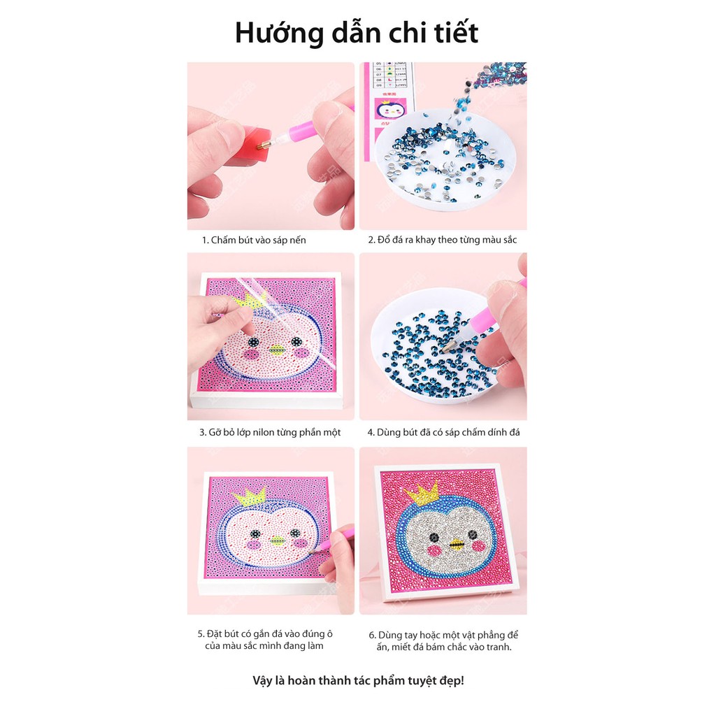 [19 mẫu] Tranh đính đá tự làm, tranh dính đá cute (SẴN HÀNG TRONG KHO)