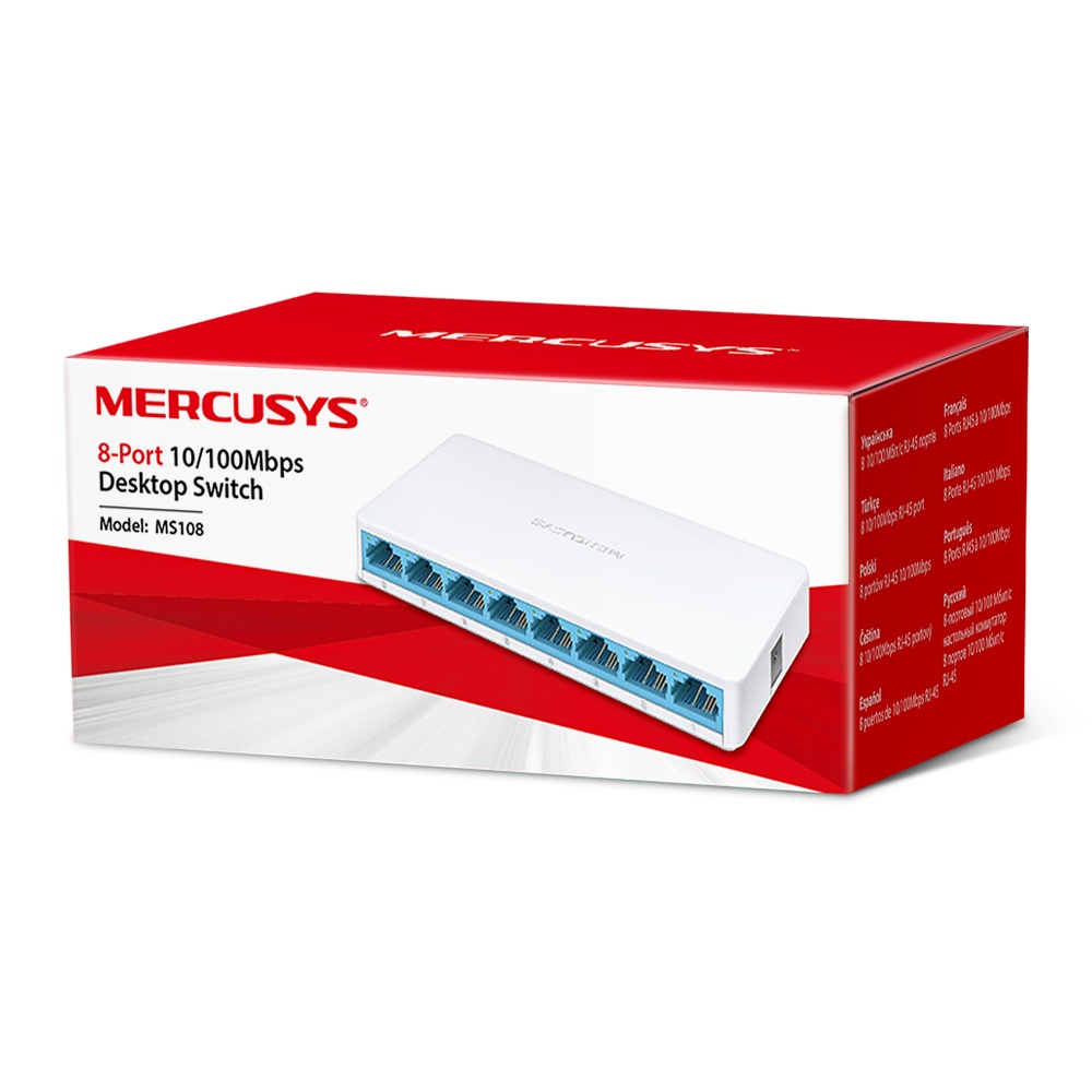 Bộ chia mạng Mercusys 8 cổng 10/100Mbps,Bộ chia tín hiệu để bàn MS108 - Switch mới 100%