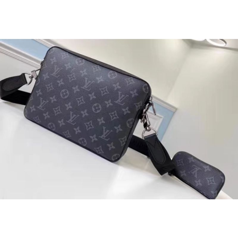 Túi nam LV / Louis Vuitton cổ điển hoa đen bạc TRIO ba trong một