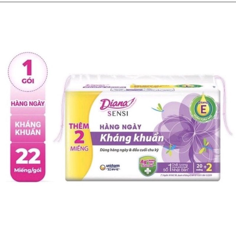 Băng vệ sinh Diana Sensi hàng ngày 20 + 2 miếng kháng khuẩn