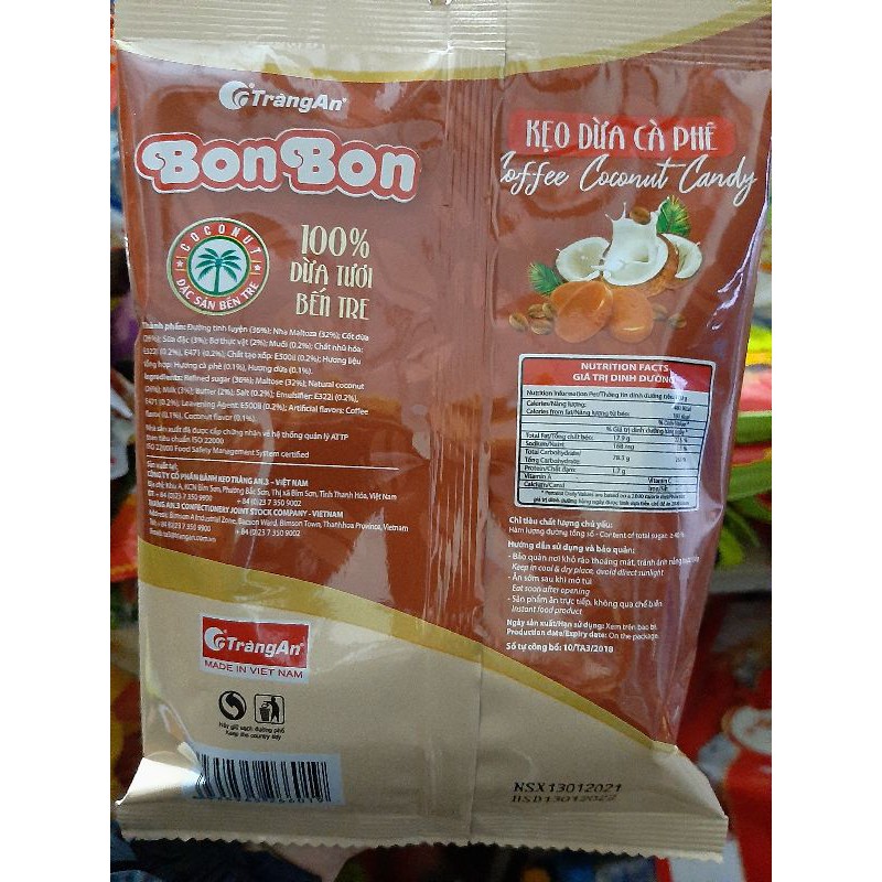 Kẹo dừa cà phê Bon Bon Tràng An gói 85g