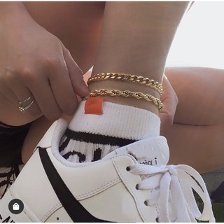 Set 2 Vòng Đeo Chân Bằng Kim Loại Thiết Kế Đơn Giản Cá Tính