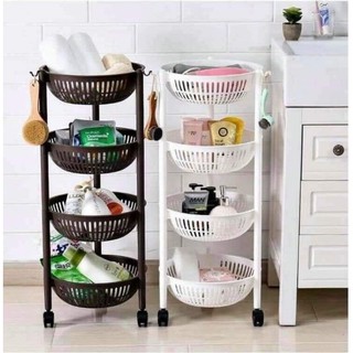 Kệ rổ nhựa 4 tầng đa năng có bánh xe..