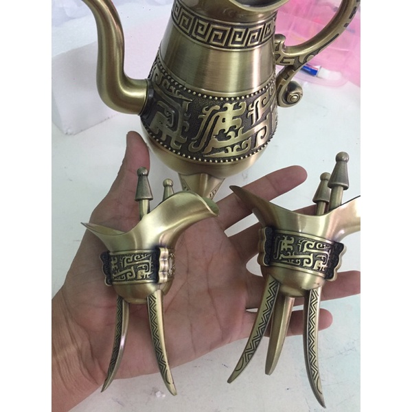 Ly rượu đồng thời tần bằng đồng nguyên chất, ly đúng nguyên khối, ly trang trí cổ, ly trưng bày cổ
