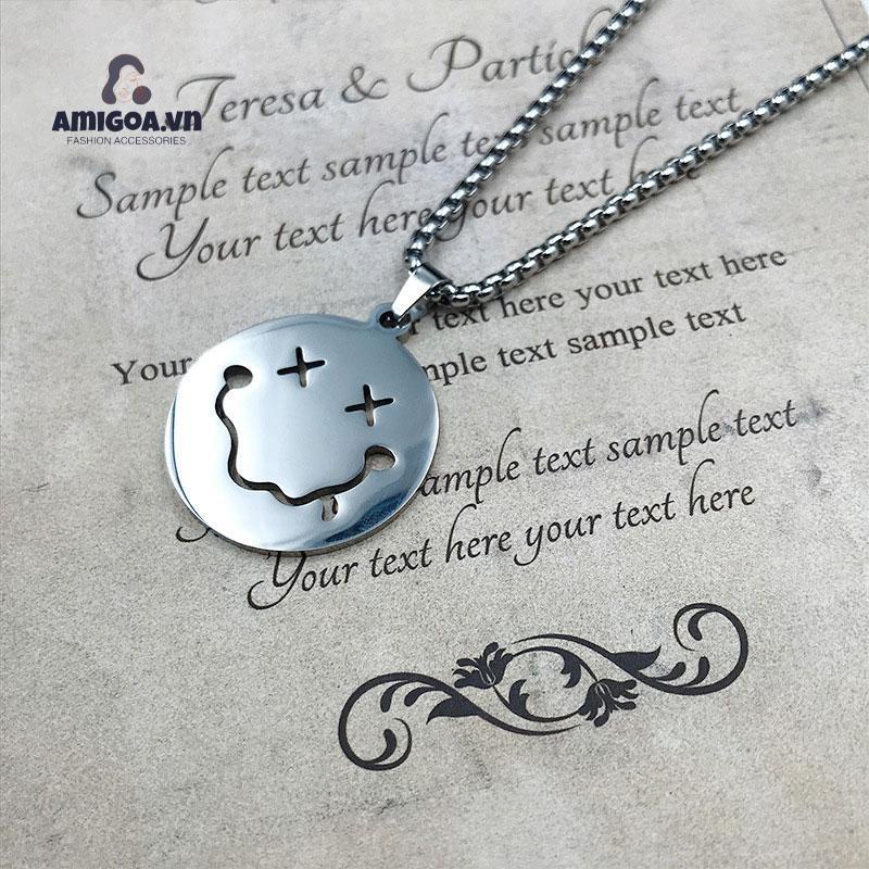 Vòng cổ Thép Mặt Hình Mặt Cười Thiết Kế Đơn Giản