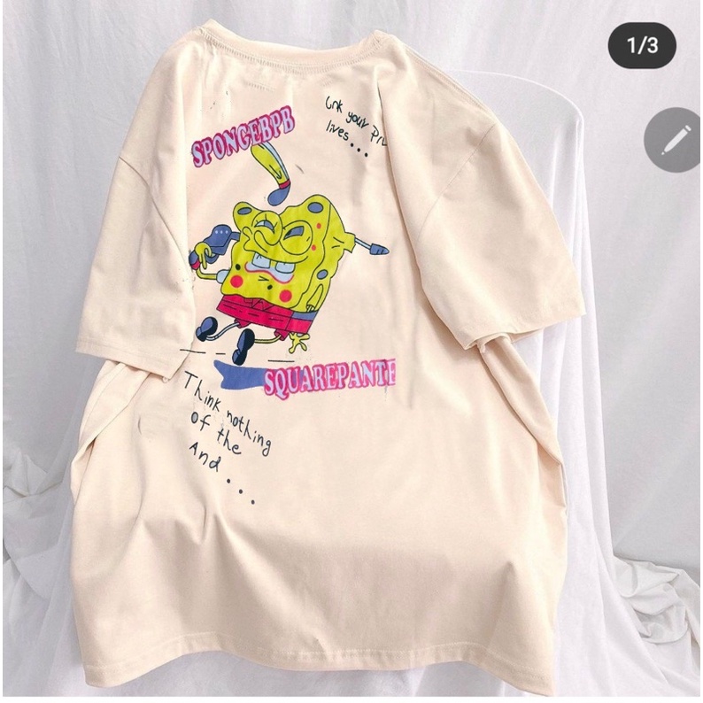 Áo thun cotton tay lỡ unisex - bọt biển