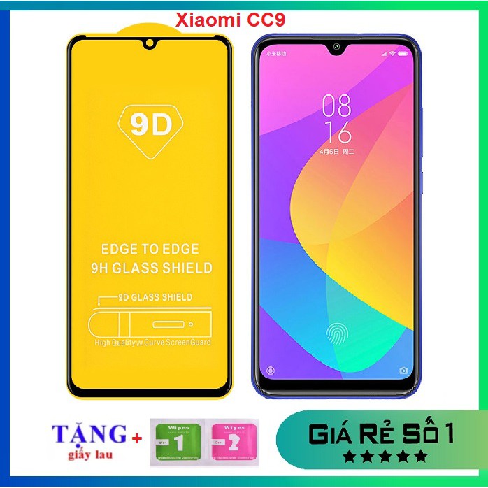 Kính Cường Lực Xiaomi Mi CC9 / Mi CC9E / MI A3 Full Màn 9D Tặng phụ kiện dán