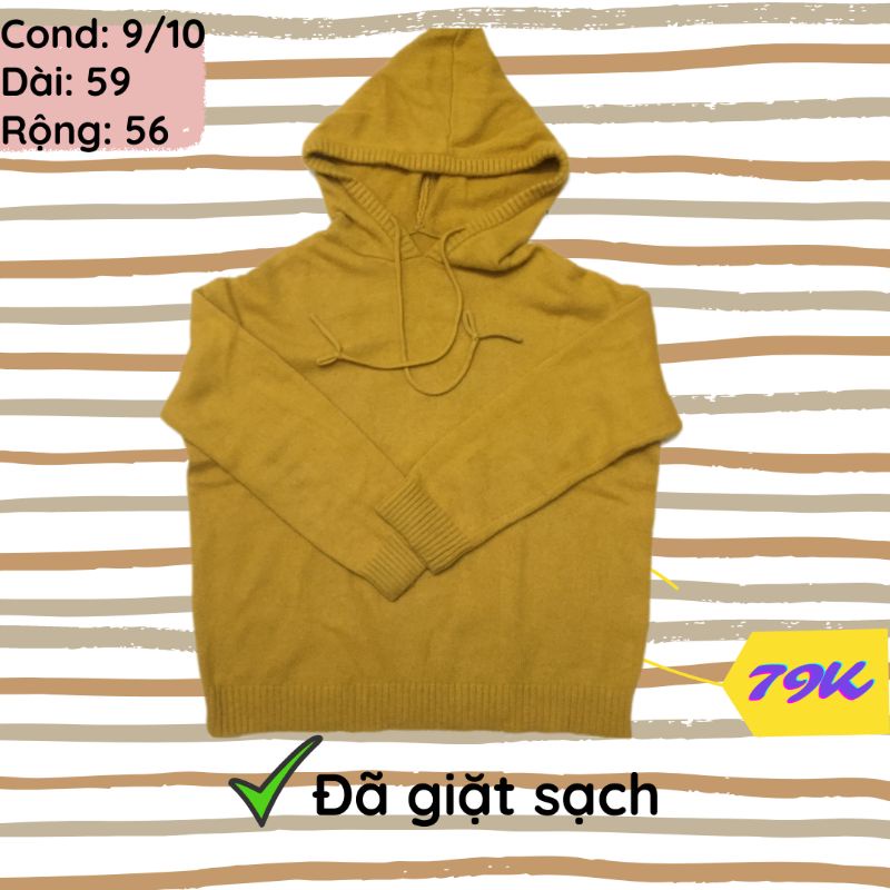 (ẢNH TỰ CHỤP) 2HAND Áo hoodie vàng tay dài