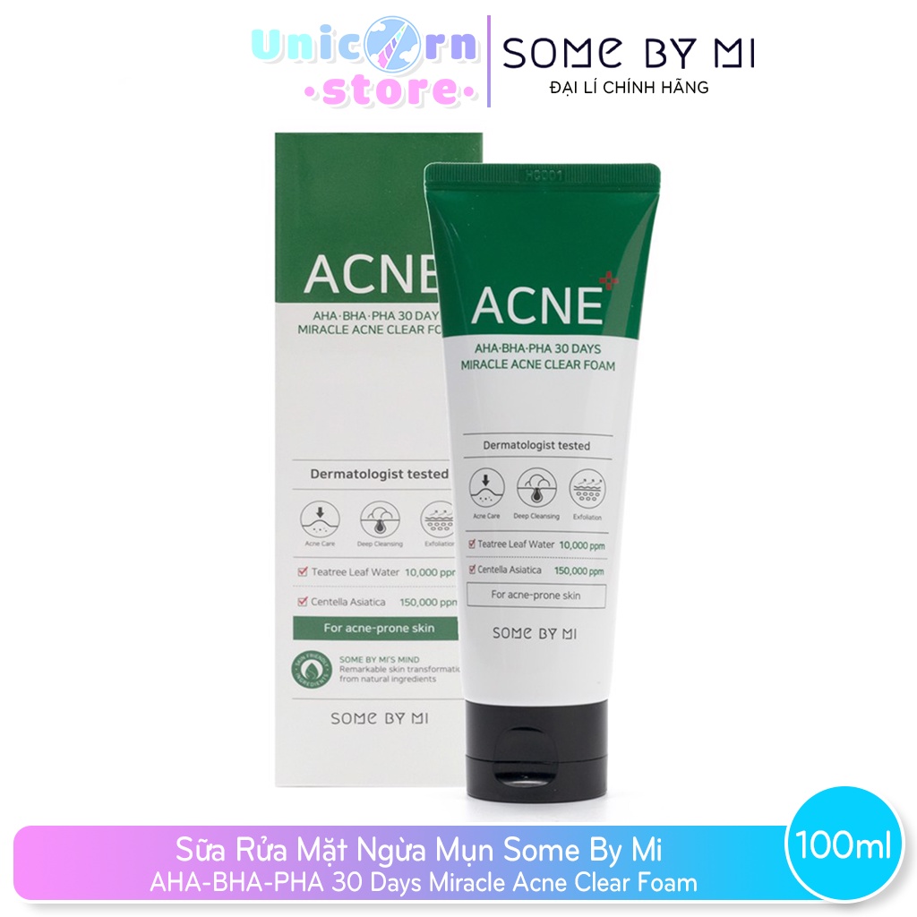 Sữa Rửa Mặt Ngừa Mụn Some By Mi AHA BHA PHA 30 Days Miracle Acne Clear Foam 100mL