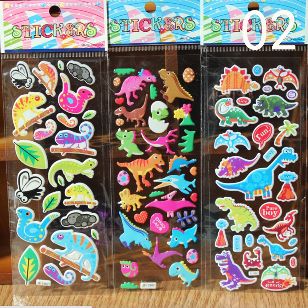 Bộ 10 Sticker Hoạt Hình 3D Cổ Điển Đáng Yêu