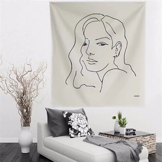 Tranh vải đen trắng nét tối giản trang trí (tặng kèm đèn dây, móc treo)