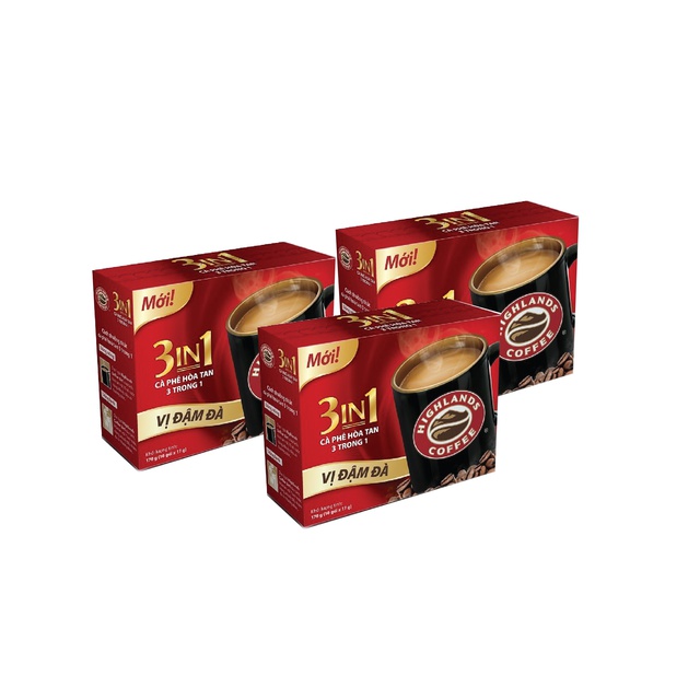 Combo 3 hộp Cà phê Highlands coffee 3in1 hòa tan (10 gói/hộp x 17g/gói)