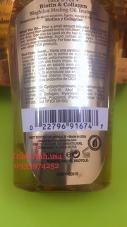 Tinh dầu dưỡng tóc OGX Biotin Collagen 100ml ( Có Hộp và ko hộp)