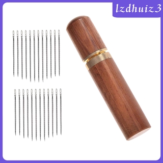 Bộ hộp gỗ + 24 kim tự luồn chỉ làm thủ công sang trọng tiện lợi