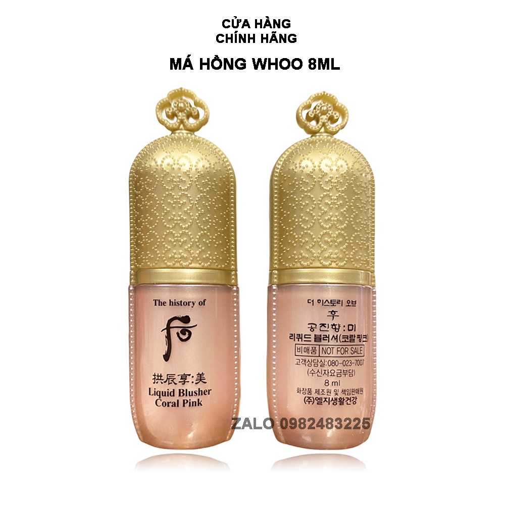 Lọ phấn má hồng Whoo dạng kem cho đôi má ửng hồng tự nhiên, giữ tone suốt 12h – Whoo Mi Liquid Blusher Coral Pink 8ml