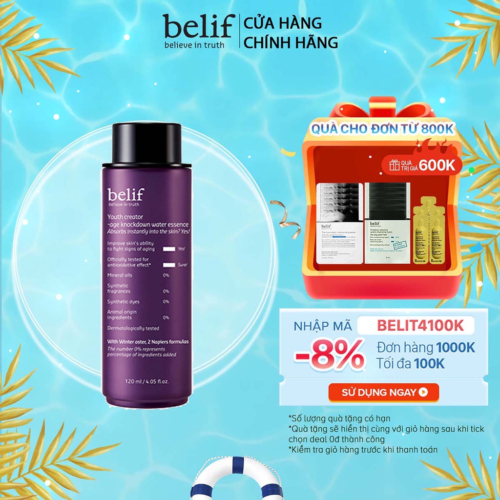 [Mã COSLG5 giảm 10%]Nước dưỡng chống lão hóa củng cố độ đàn hồi belif Age Knockdown Water Essence 120ml