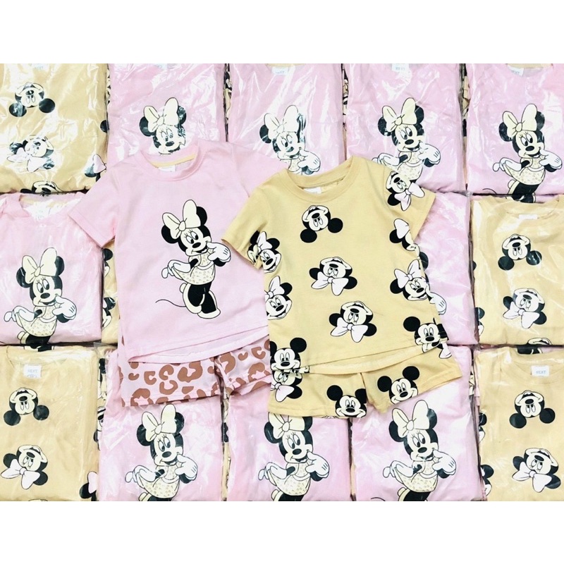 Set 2 bộ cộc Minnie màu hồng be cho bé gái size từ 10-24 cân