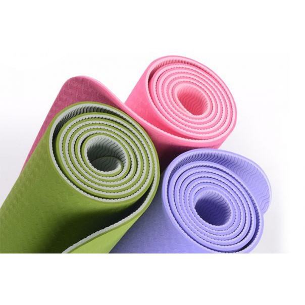 Thảm tập Yoga - gym tại nhà 2 lớp cao cấp chống thấm nước, mat mặt TPE loại dày đẹp 6mm, 8mm