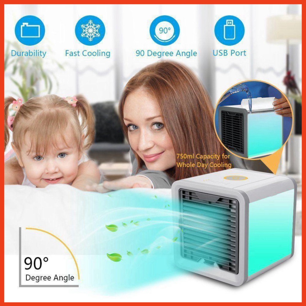 Quạt Đá Điều Hòa Hơi Nước Mini - Quạt Điều Hòa Mini Có Khay Chứa Đá Mát Lạnh