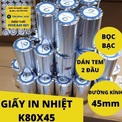 (50 Cuộn) Giấy in Hóa Đơn K80 - Ø45 Mực màu đen ( in nhiệt ) cho Máy tính tiền, Máy in Bill