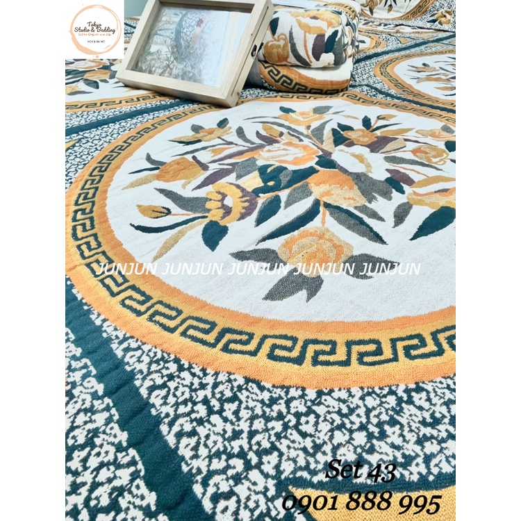 N12_Set Chăn Ga Gối vải Xô Organic cotton dòng cao cấp