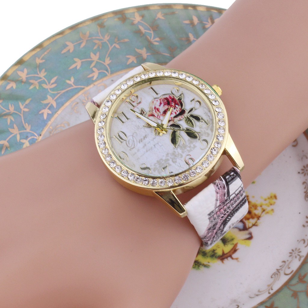 Đồng hồ nữ Dan đính đá sang chảnh đồng hồ thời trang nữ phong cách Hàn Quốc