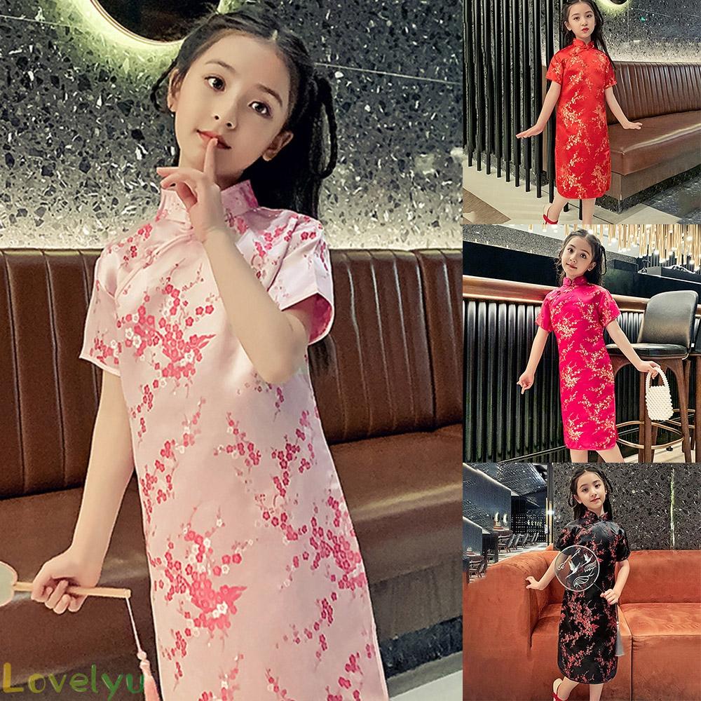 Sườn xám Qipao 100% cotton thời trang Trung Hoa chất lượng cao cho bé gái
