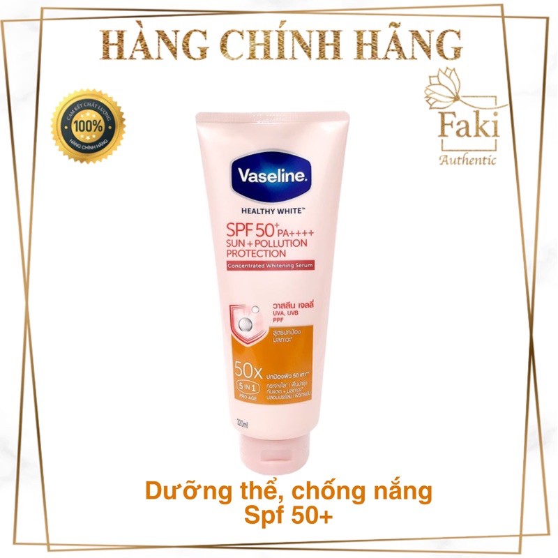 Sữa dưỡng thể Vaseline Serum 50x, chống nắng, trắng da Spf 50