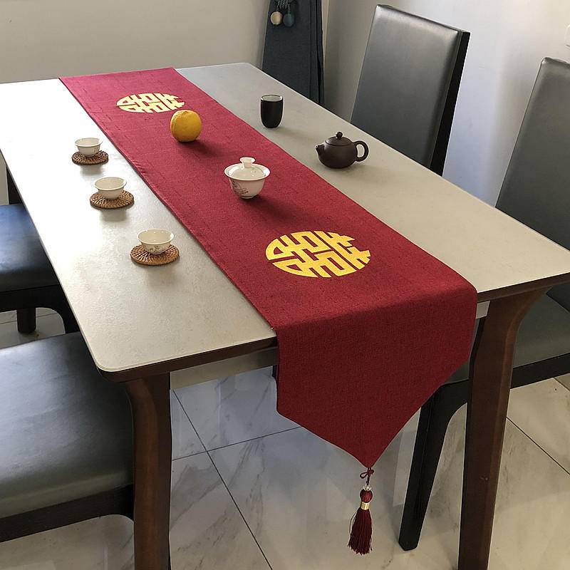 Khăn Trải Bàn Ăn Trang Trí Bằng Cotton Phong Cách Trung Hoa Sang Trọng Wedding Decoration Table Cloth Red Table Runner Murah Cotton Flag Chinese Style Ceremony Party Banquet Tablerunner Cover Dining Cloths Long Clothes Traditional Decor Luxury Gift