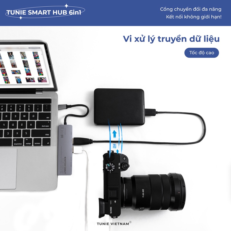 Hub chuyển đổi đa năng Tunie Type C 6in1