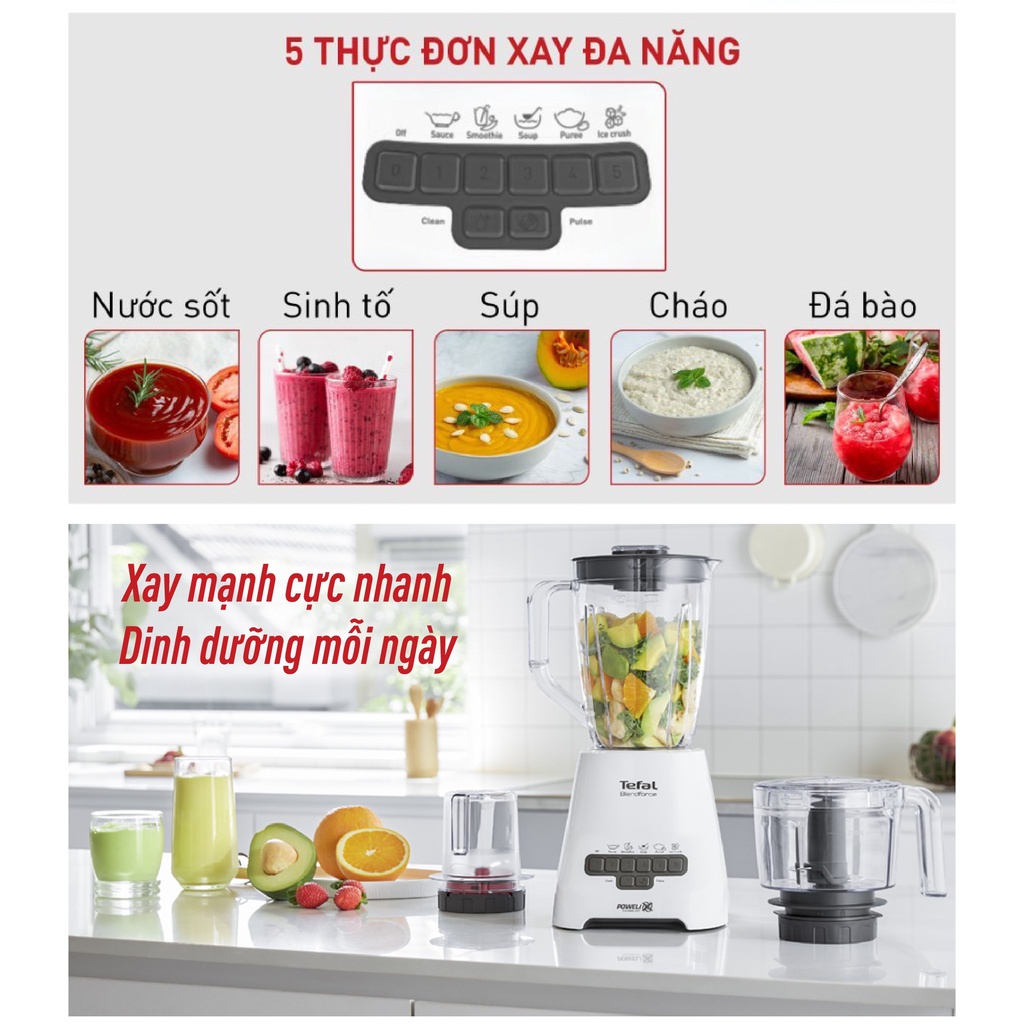 Máy xay sinh tố Tefal Blendforce Piano + cối xay XL BL47YB66 - Xám