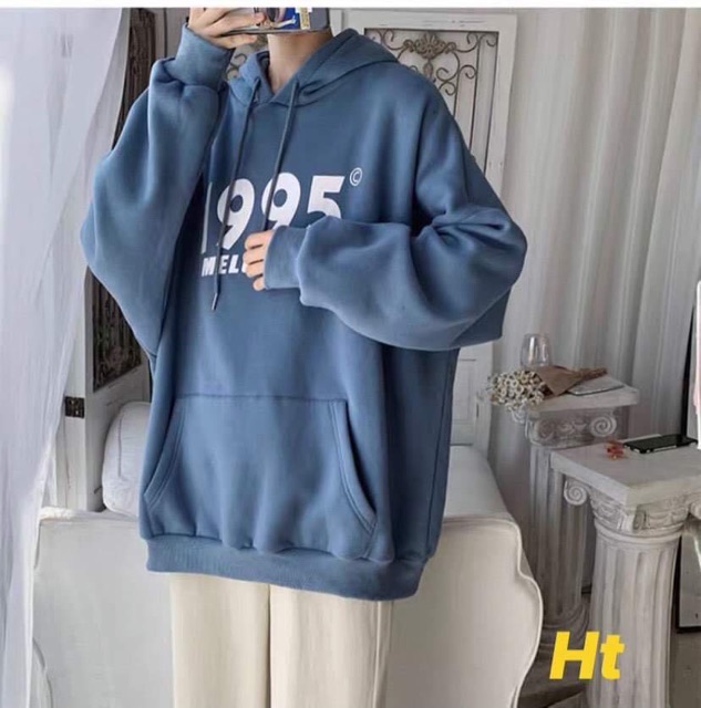 Áo hoodie nỉ mũ túi bụng 1995