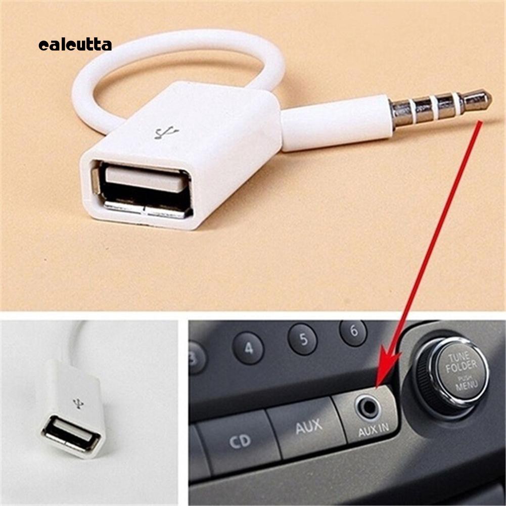 CAL_20cm USB Female to 3.5mm Male Audio Jack Car AUX Adapter Cable Converter Cord