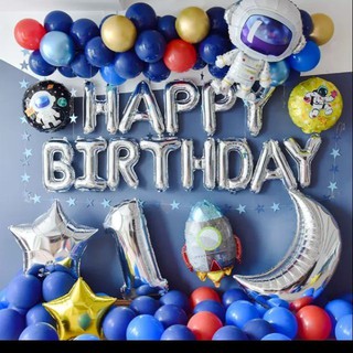 Set bóng hình vũ trụ, phi hành gia + TẶNG BƠM + KEO dán - Astronaut foil balloon happy birthday party