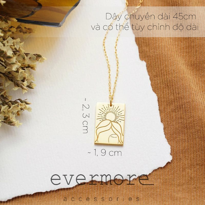 Dây chuyền cao cấp EVERMORE, vòng cổ nữ thần mặt trời, phong cách minimalist, thanh lịch D004
