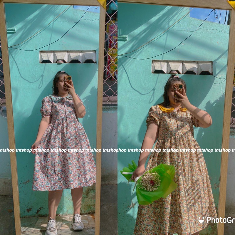 [Mã SKAMSALEP6 giảm 10% tối đa 100K đơn 150K] ĐẦM HOA CỔ BÈO 2 LỚP BIGSIZE 60-90KG (ẢNH THẬT 100%)