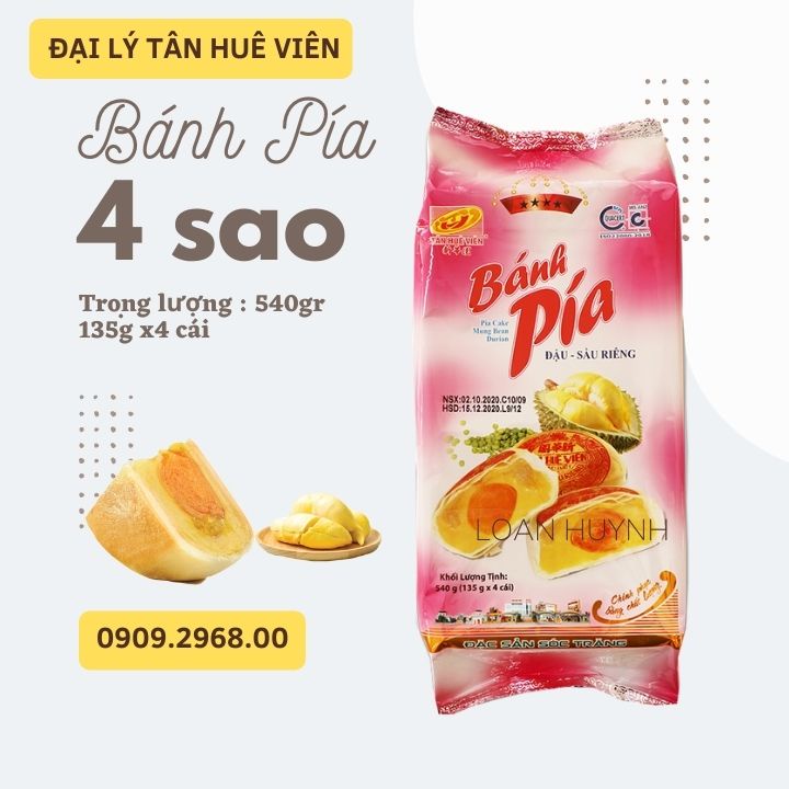 Bánh Pía Đậu Xanh Sầu Riêng Trứng Tân Huê Viên 540gr