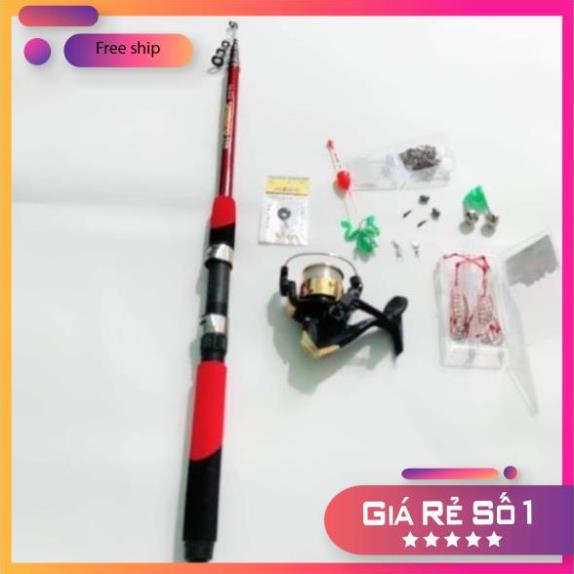 🐠 -BỘ CẦN CÂU MÁY 2M1 KÈM 10 MÓN PHỤ KIỆN  ĐỒ CÂU CHẤT LUONG 🐠