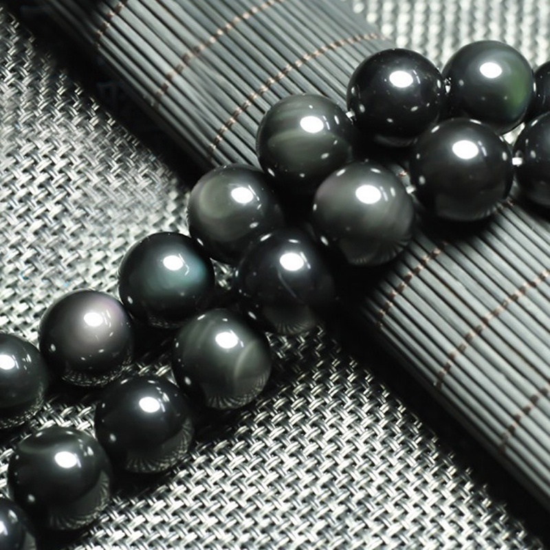 Chuỗi Hạt Đá Obsidian Tự Nhiên Màu Đen 4mm Dùng Làm Vòng Tay Diy