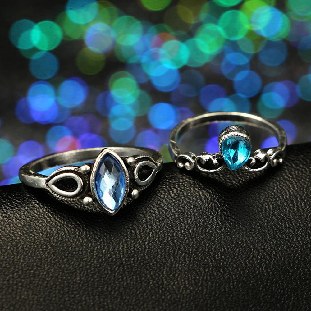 13 chiếc Sky Blue Crystal Rùa Nhẫn Finger Knuckle Midi Ring sức Trang boho M7X0