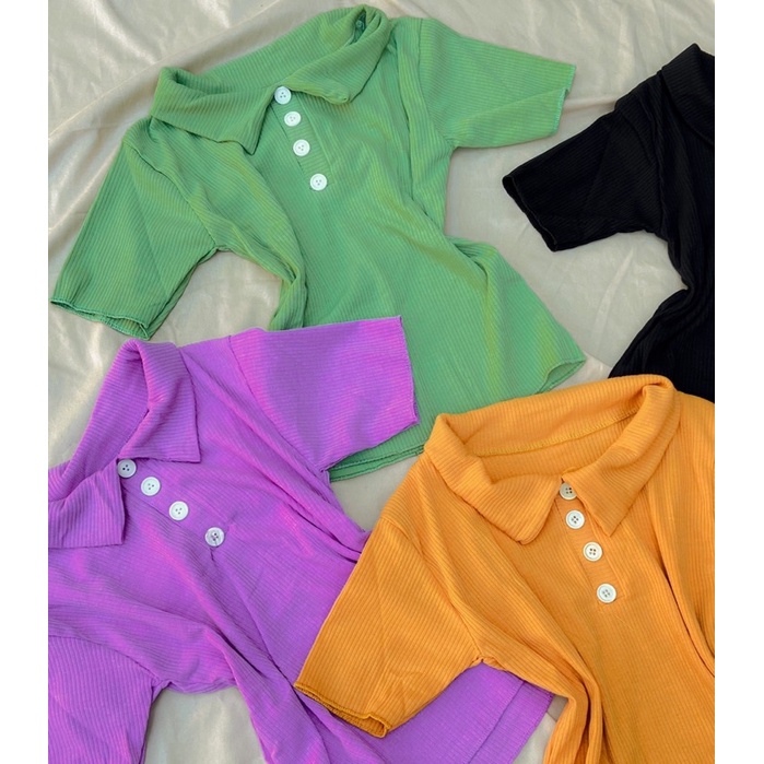 Áo crotop gân có cổ | BigBuy360 - bigbuy360.vn