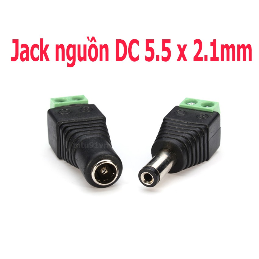 Jack nối Nguồn DC 5.5x2.1mm Đực Cái - Cổng Domino 2P - Hàng loại Tốt