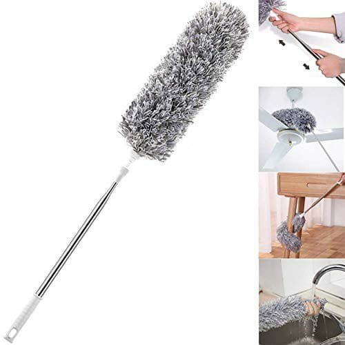 Cây chổi lông quét lau bụi mạng nhện trần nhà đa năng cán dài inox rút gọn