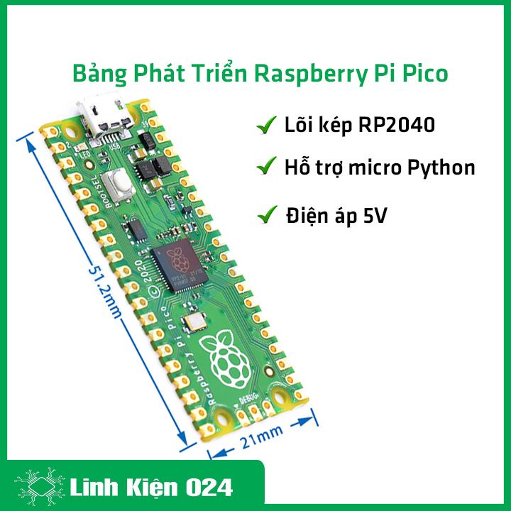 Bảng phát triển Raspberry Pi Pico Raspberry Pi PICO lõi kép RP2040 hỗ trợ Micro Python