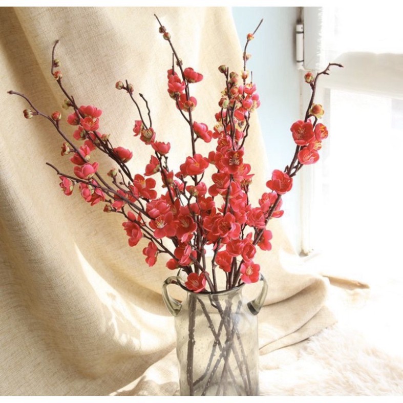 [MIỄN PHÍ VẬN CHUYỂN] Hoa giả - cành Mai nhân tạo 93cm trang trí tết, hoa decor hoa mùa xuân