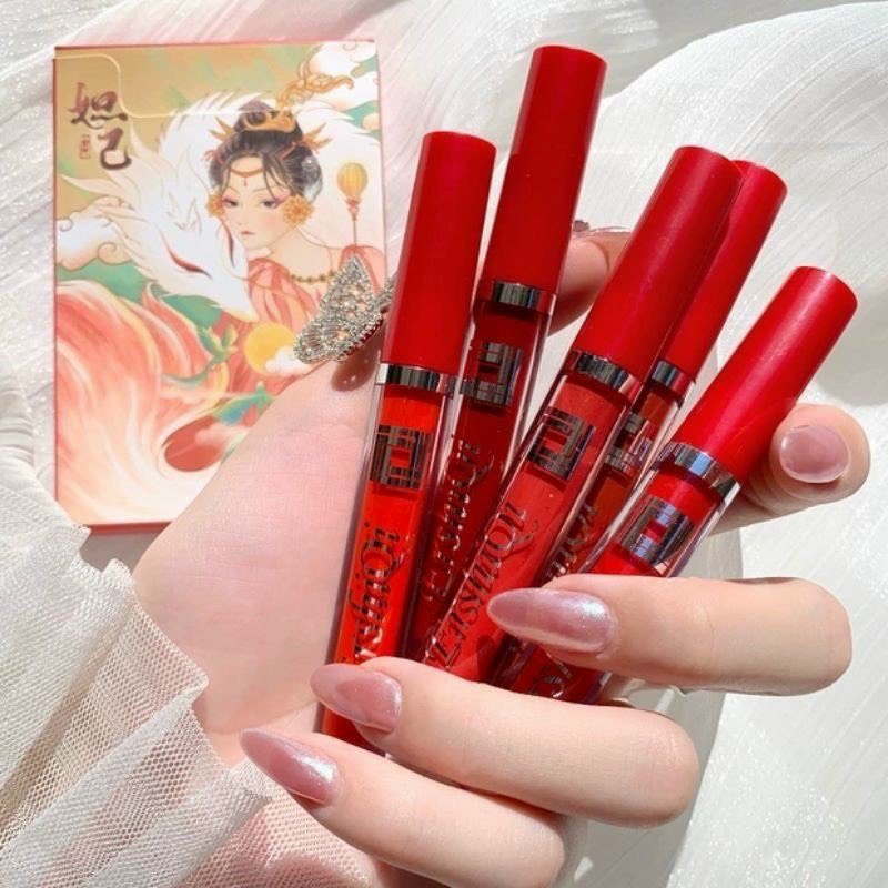 Set 5 Son Kem Lì Hồ Ly Đỏ ErshiQi màu siêu hót, siêu mướt, không khô môi