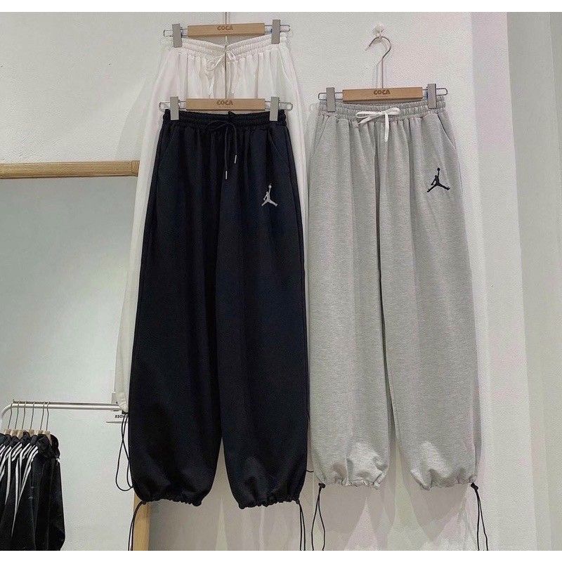 Quần nỉ thể thao thêu logo jordan unisex nam nữ,quần jogger dây rút from rộng thời trang thu đông mới